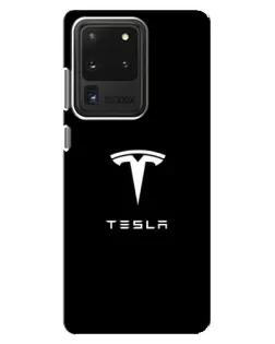 Чохол для Samsung Galaxy S20 Ultra з картинкою «Tesla White Logo»