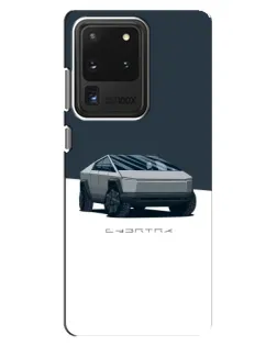 Чохол для Samsung Galaxy S20 Ultra з картинкою «Сріблястий Cybertruck Tesla»
