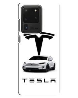 Чохол для Samsung Galaxy S20 Ultra з картинкою «Tesla White Style»