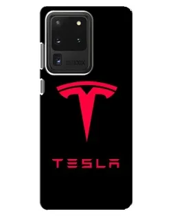Чохол для Samsung Galaxy S20 Ultra з картинкою «Tesla Red Logo»