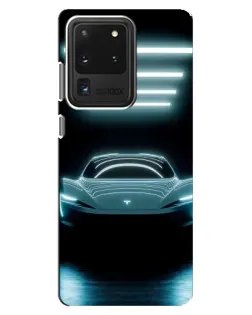Чохол для Samsung Galaxy S20 Ultra з картинкою «Tesla в неоні»