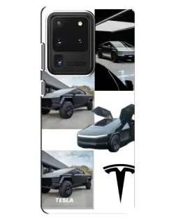 Чохол для Samsung Galaxy S20 Ultra з картинкою «Колаж Cybertruck Tesla»