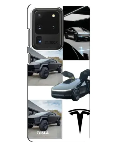 Чохол для Samsung Galaxy S20 Ultra з картинкою «Колаж Cybertruck Tesla»