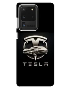 Чохол для Samsung Galaxy S20 Ultra з картинкою «Tesla — срібне авто»