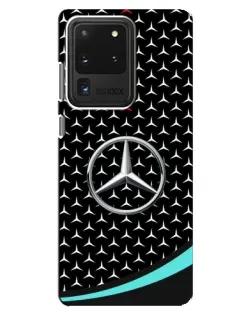 Чехол для Samsung Galaxy S20 Ultra с картинкой «Mercedes — бирюзовый акцент»