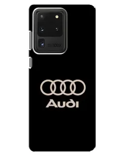 Чехол для Samsung Galaxy S20 Ultra с картинкой «Audi — золотой логотип»