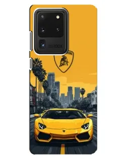 Чехол для Samsung Galaxy S20 Ultra с картинкой «Желтый Lamborghini город»