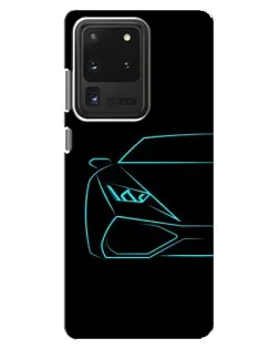 Чехол для Samsung Galaxy S20 Ultra с картинкой «Голубой силуэт Lamborghini»