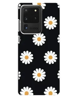 Чехол для Samsung Galaxy S20 Ultra с картинкой «Ромашки на черном»