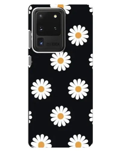 Чехол для Samsung Galaxy S20 Ultra с картинкой «Ромашки на черном»