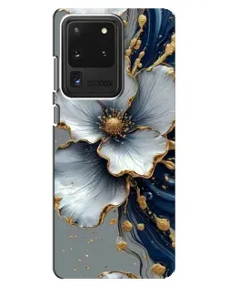 Чехол для Samsung Galaxy S20 Ultra с картинкой «Белый цветок и золотой флюид»
