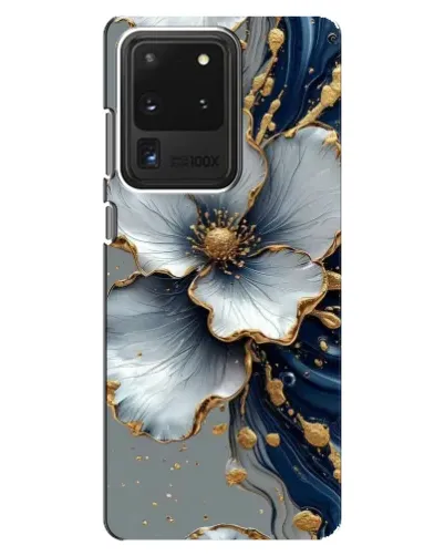 Чехол для Samsung Galaxy S20 Ultra с картинкой «Белый цветок и золотой флюид» Чехол для Samsung Galaxy S20 Ultra с картинкой «Белый цветок и золотой флюид»