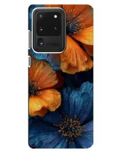 Чехол для Samsung Galaxy S20 Ultra с картинкой «Яркая сине-оранжевая флора»