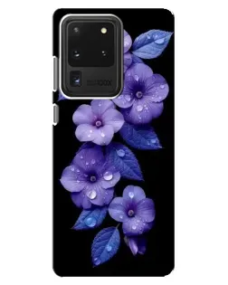Чехол для Samsung Galaxy S20 Ultra с картинкой «Фиолетовые цветы с росою»