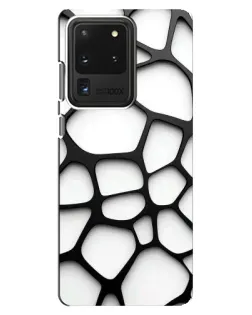 Чехол для Samsung Galaxy S20 Ultra с картинкой «Белая объемная сетка»