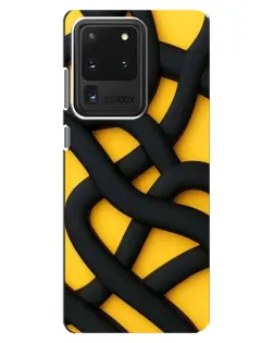 Чехол для Samsung Galaxy S20 Ultra с картинкой «Черное желтое переплетение»