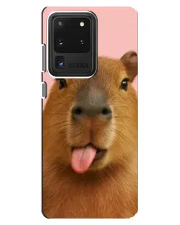 Чохол для Samsung Galaxy S20 Ultra з картинкою «Капібара з язиком»