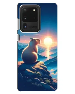 Чохол для Samsung Galaxy S20 Ultra з картинкою «Захід сонця з капібарою»