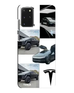 Чехол для Samsung Galaxy S20 с картинкой «Коллаж Cybertruck Tesla»