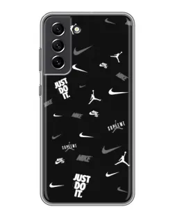 Чехол для Samsung Galaxy S21 FE с картинкой «Nike Black Pattern»