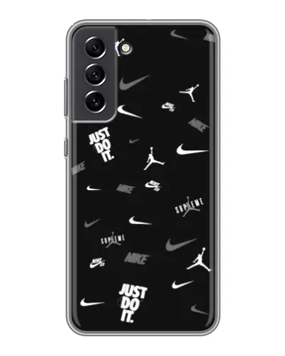 Чехол для Samsung Galaxy S21 FE с картинкой «Nike Black Pattern»