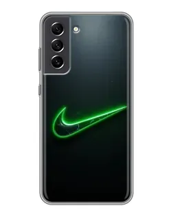 Чехол для Samsung Galaxy S21 FE с картинкой «Неоновый контур Nike»