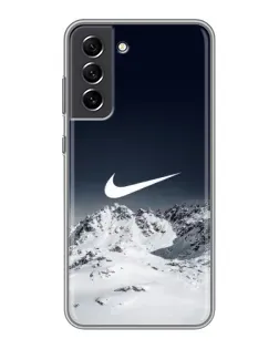 Чехол для Samsung Galaxy S21 FE с картинкой «Nike — зимние горы»