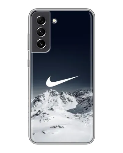 Чехол для Samsung Galaxy S21 FE с картинкой «Nike — зимние горы» Чехол для Samsung Galaxy S21 FE с картинкой «Nike — зимние горы»