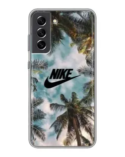 Чехол для Samsung Galaxy S21 FE с картинкой «Тропический принт Nike» Чехол для Samsung Galaxy S21 FE с картинкой «Тропический принт Nike»