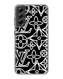 Чехол для Samsung Galaxy S21 FE с картинкой «Черно-белый узор LV»