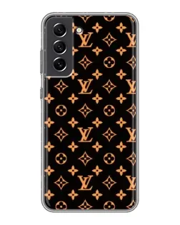 Чехол для Samsung Galaxy S21 FE с картинкой «Золотая монограмма LV»