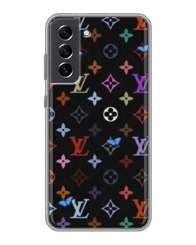 Чехол для Samsung Galaxy S21 FE с картинкой «Цветная монограмма LV» Чехол для Samsung Galaxy S21 FE с картинкой «Цветная монограмма LV»