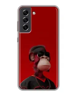Чехол для Samsung Galaxy S21 FE с картинкой «Bored Ape в красном»