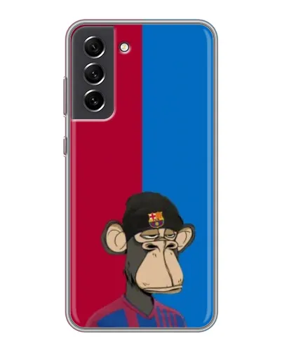 Чехол для Samsung Galaxy S21 FE с картинкой «Bored Ape — фанат Барсы»