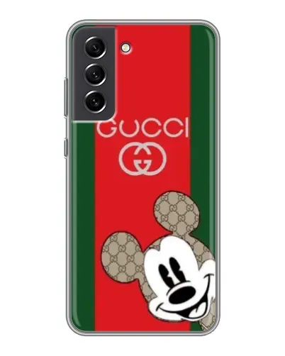 Чехол для Samsung Galaxy S21 FE с картинкой «Gucci — полосы и Микки»