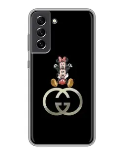 Чехол для Samsung Galaxy S21 FE с картинкой «Минни Маус на лого»