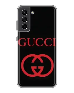 Чехол для Samsung Galaxy S21 FE с картинкой «Gucci — красный логотип»