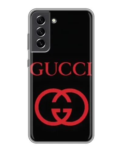 Чехол для Samsung Galaxy S21 FE с картинкой «Gucci — красный логотип»