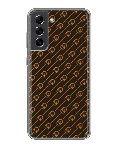 Чехол для Samsung Galaxy S21 FE с картинкой «Gucci — золотые диагонали»