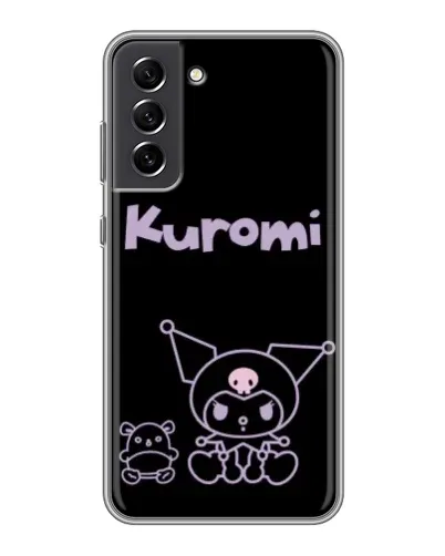 Чехол для Samsung Galaxy S21 FE с картинкой «Kuromi — черный минимализм»