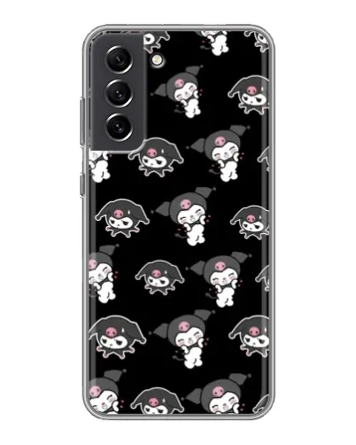Чехол для Samsung Galaxy S21 FE с картинкой «Черный паттерн Kuromi»