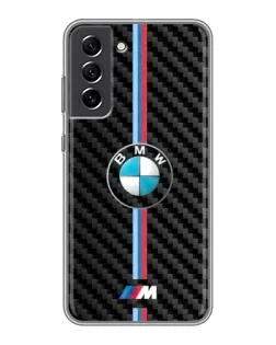Чехол для Samsung Galaxy S21 FE с картинкой «Эмблема BMW и карбон»