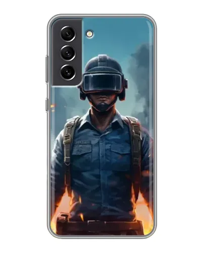Чехол для Samsung Galaxy S21 FE с картинкой «PUBG — реалистичный герой»