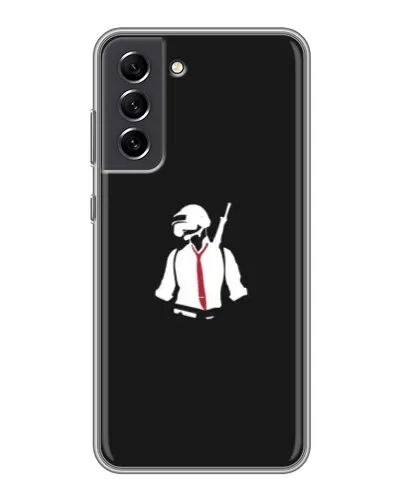 Чехол для Samsung Galaxy S21 FE с картинкой «PUBG — силуэт воина»