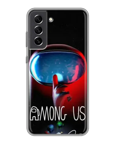 Чехол для Samsung Galaxy S21 FE с картинкой «Красный импостер — макро»