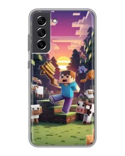 Чехол для Samsung Galaxy S21 FE с картинкой «Стив на ферме»