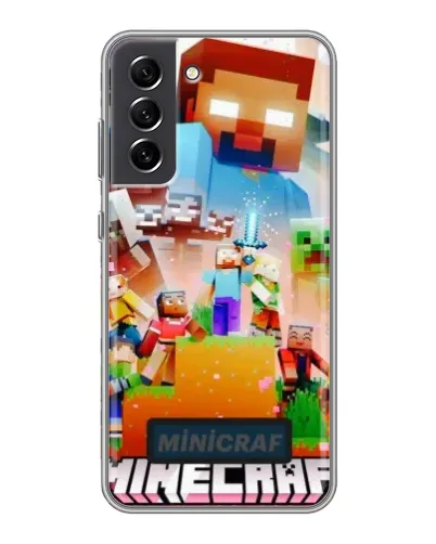 Чехол для Samsung Galaxy S21 FE с картинкой «Minecraft герои игры»