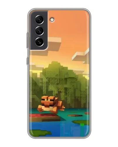 Чехол для Samsung Galaxy S21 FE с картинкой «Майнкрафт закат солнца»