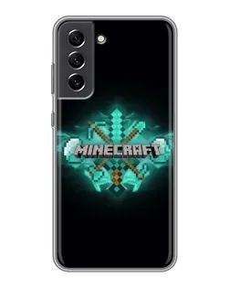 Чехол для Samsung Galaxy S21 FE с картинкой «Minecraft Diamond лого»