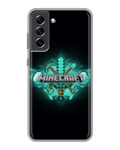 Чехол для Samsung Galaxy S21 FE с картинкой «Minecraft Diamond лого»